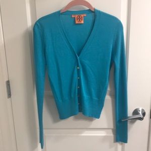 Tory Burch Turquoise Cardigan S Silk/Cashmere